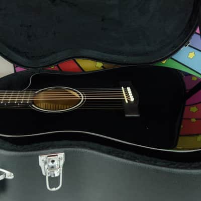 Used Fender CD60SCE Acoustic Guitar, Black, Pickup & Tuner, Hard Case image 3
