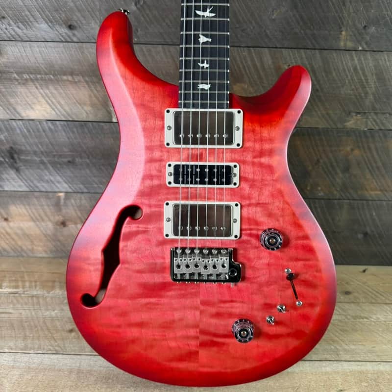 PRS S2 Wood Library Special Semi-Hollow Quilted Top Ebony Fretboard Satin Bonnie Pink Cherry Burst  S2088417 image 1
