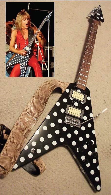 Randy Rhoads Black & White Polka Dot Flying V w/Rare 80's Earth