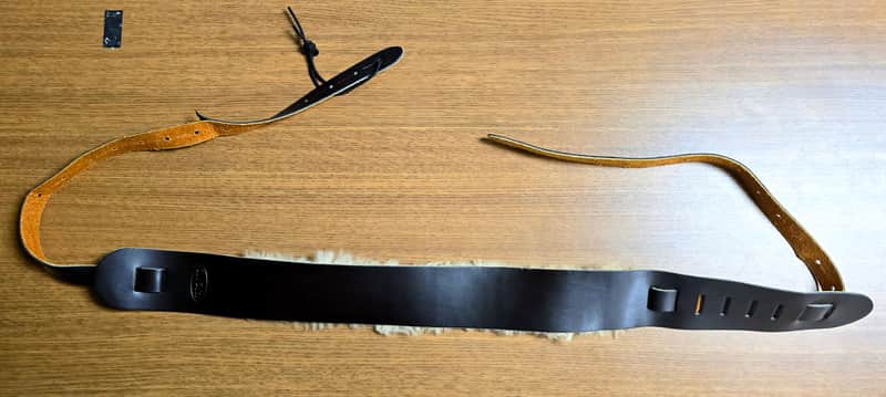 Onori LEATHER AND FUR GUITAR STRAP 2010s - DARK BROWN LEATHER AND TAN FUR image 1