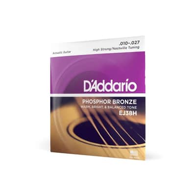 D'Addario EJ38H Phosphor Bronze High strung/Nashville Tuning Acoustic Guitar Strings, 10-27 image 1