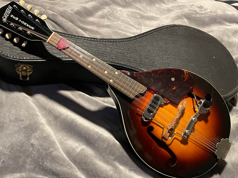 Vintage Gretsch New Yorker Mandolin w D’Armond / Dearmond  pickup 50’s - 60’s - Sunburst folk w orig. case image 1