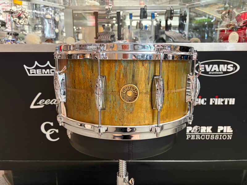 Gretsch USA Custom G4164PBA 6.5X14 Phosphor Bronze Aged Patina Snare Drum - Chicago Drum Show Demo image 1