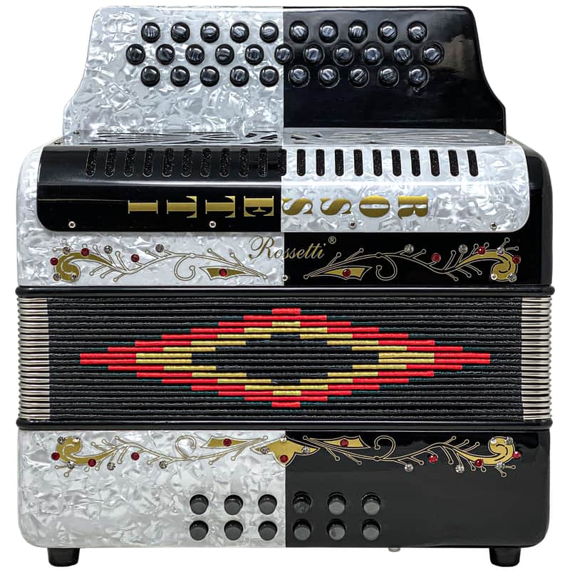 Rossetti 31 Button Accordion 12 Bass GCF White and Black image 1