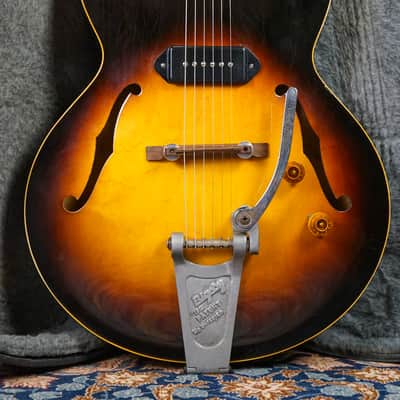 1956 Gibson ES-225T Sunburst Hollow Body 1x P90 with Bigsby and Hard Case image 2