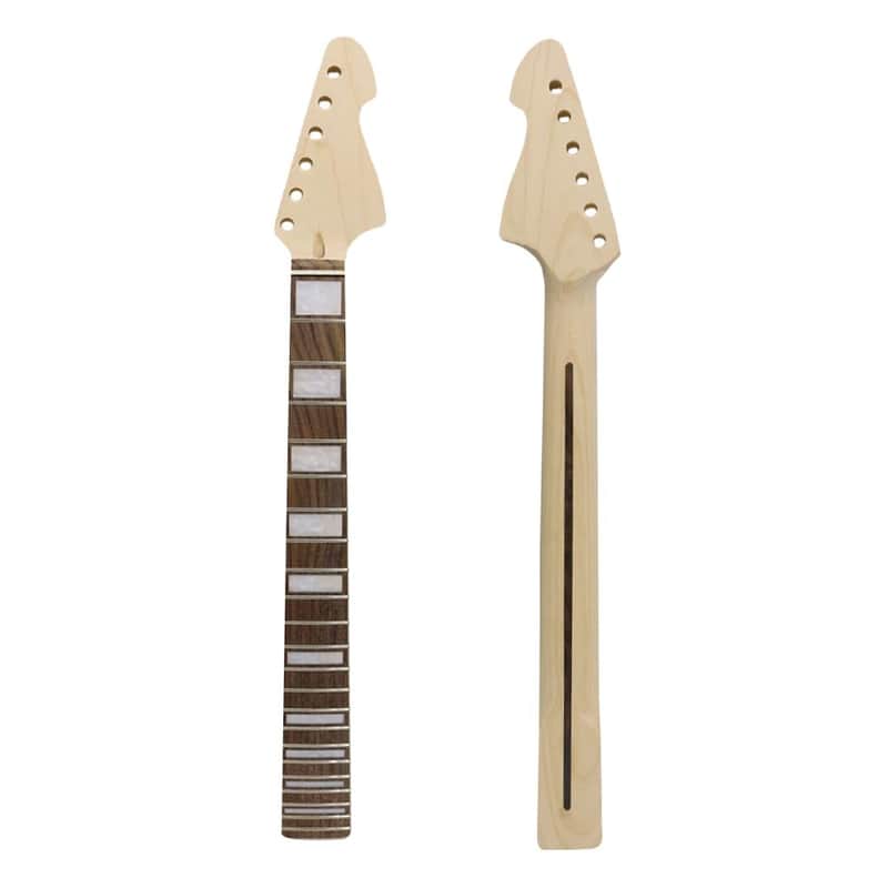 Maple Guitar Neck, Yellow Paint, 24 Frets, 25.5 Inch, Black Dot Inlays, Bolt on heel – Replacement Part for Electric Guitar image 1