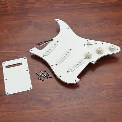 Prewired Loaded Pickguard Guitar,3-Ply SSS Prewired Loaded Pickguard with Alnico V Pickups Humbucker Pickups Kit for Strat/Stratocaster Electric Guitars Replacement Parts (white) image 2