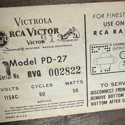 RCA Victor Mid Century Modern Stereo Orthophonic High Fidelity Record Player PD-27 image 10