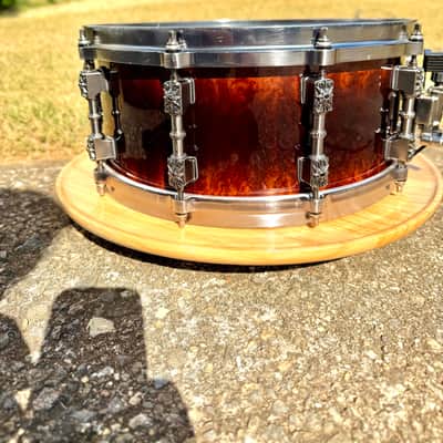Tama Warlord Collection Masai 6x14" Bubinga Snare Drum 2000s - Quilted Bubinga Burst image 2