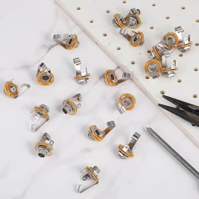 50 Pcs 1/4" Mono Guitar Input Jacks Female,TS Mono Panel Mount Socket with Washer and Nut Solder Type, for Electric Guitar Bass Replacement Parts image 3