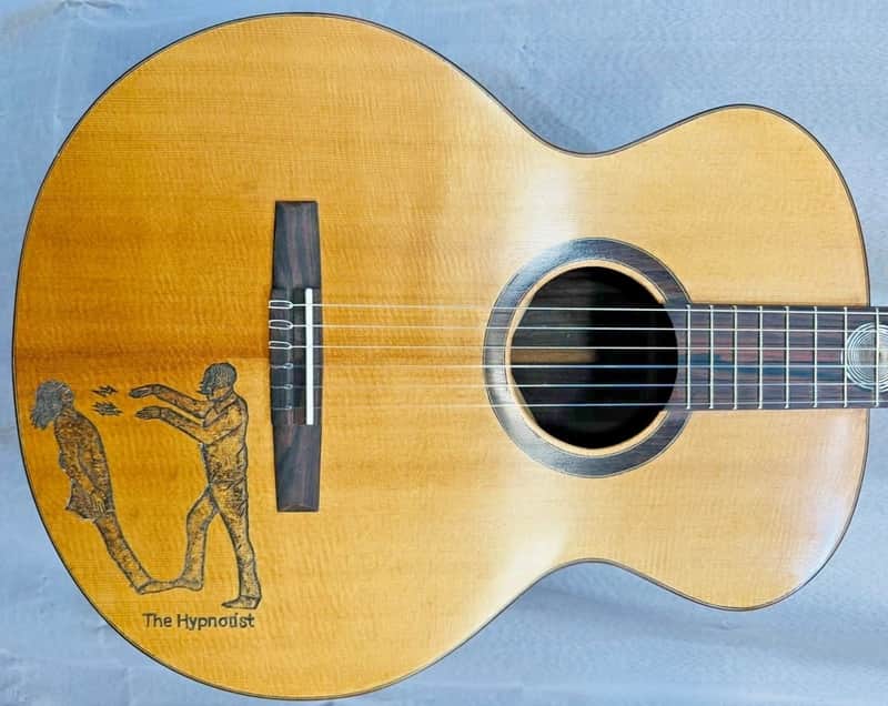 Classical Nylon String Guitar Handmade by Blueberry, 6 String Hypnosis Motif Guitar,Custom Handcrafted Wooden Guitar, Nylon String image 1