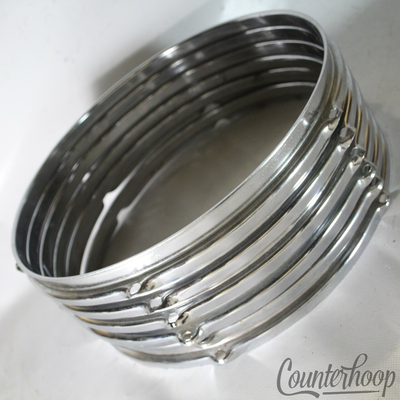 Pearl Chrome Rims Set 6x 13" Tom Drum Hoops Vintage 60s-70s Lot Parts — main photograph