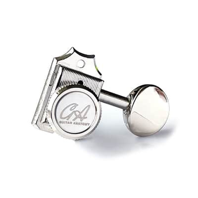 LEFT HANDED Guitar Anatomy Pro Locking Tuners – Vintage Machine Heads for Strat or Tele – 6 In Line – Gold image 4