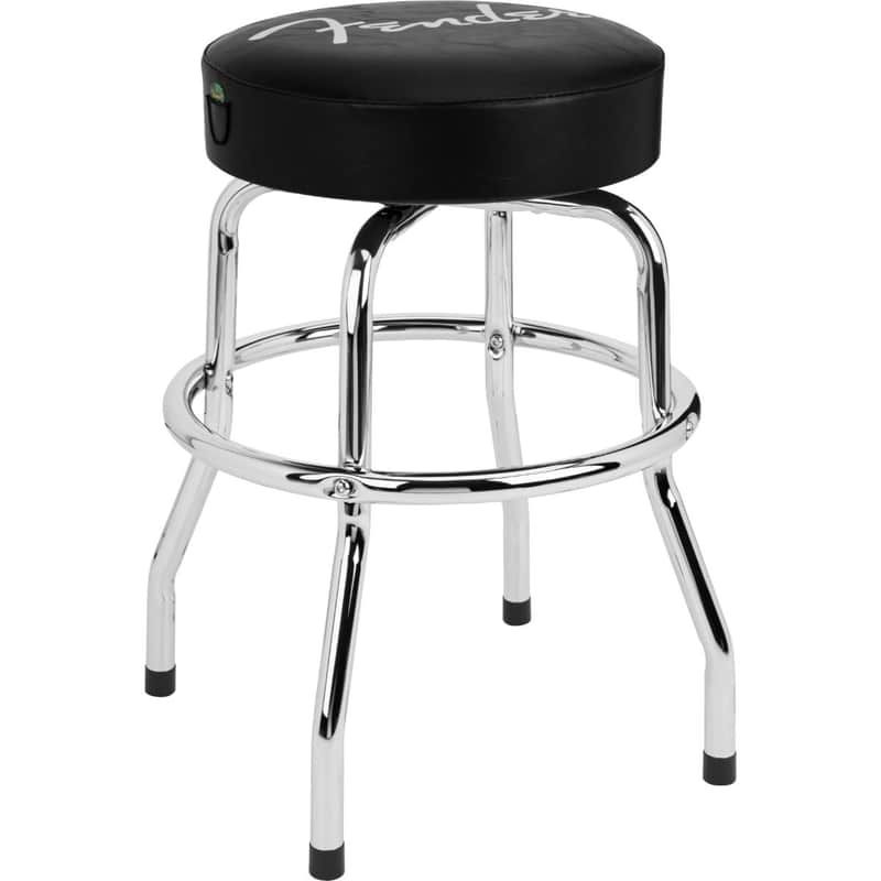 Fender Spaghetti Logo Pick Pouch Barstool - Black/Chrome - 24in image 1
