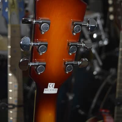 2017-18 Eastwood Airline H74 DXL Semi-Hollowbody in Honeyburst w/ a Bigsby, New Nickel Dunlop Straploks & a Mint Eastwood Hardshell Case ~ Mint ! image 16
