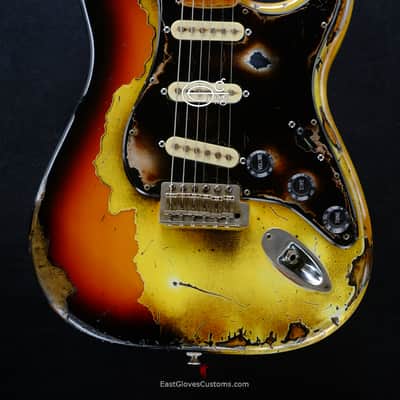 Fender Stratocaster TV Yellow/Sunburst  Heavy Aged Relic by East Gloves Customs (RARE) image 2