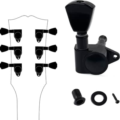 3L3R '60s Guitar Tuning Pegs Keys 15:1 Guitar String Tuning Keys Machines with 90 Degree Fixing Tag for Gibson/Epiphone Les Paul LP Electric or Acoustic Guitar JT/JXQ-05 Black Tulip Button image 3