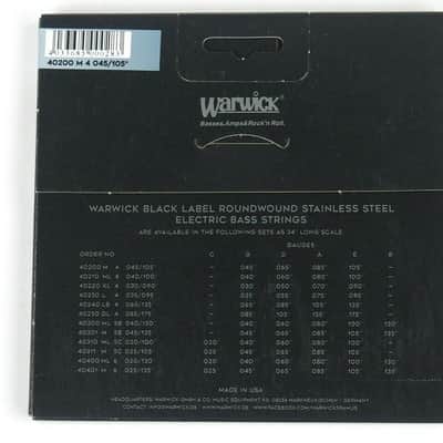 Warwick Black Label 4 String Bass Long Scale Roundwound Strings Pack Set 45-105 image 2