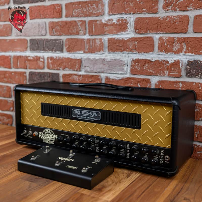 Mesa Boogie Dual Rectifier Limited Edition 50th Anniversary 100-Watt Guitar Head 2019 Black w/ Gold Diamondplate image 1