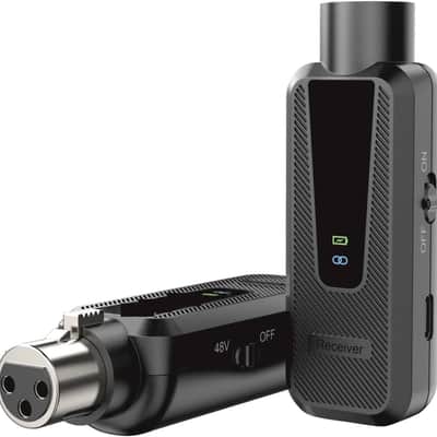 Plug on UHF 900MHz XLR Wireless Microphone Adapter, XLR Wireless Audio Transmitter & Receiver System, 164ft Range, +48V Phantom Power for Mic, Audio Mixer and PA Setup image 1