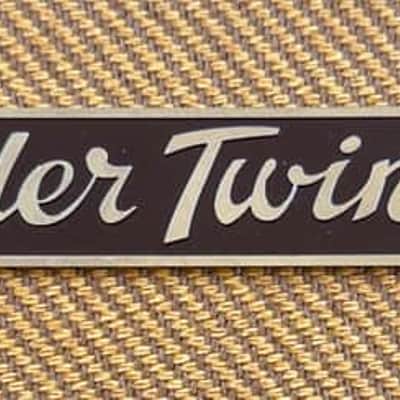 1950's Tweed Twin Amp 5F8 Badge Logo - Chrome on Brass image 2