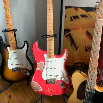 1966 Relic Fender Stratocaster, Fiesta Red, USA and Japan Parts image 2