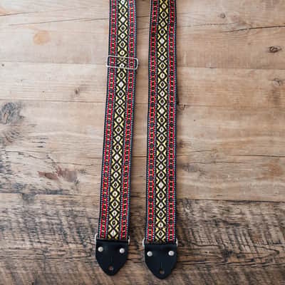 Vintage Red & Yellow 60s/70s Hippie Guitar Strap / Handmade in the UK / Case Candy image 3