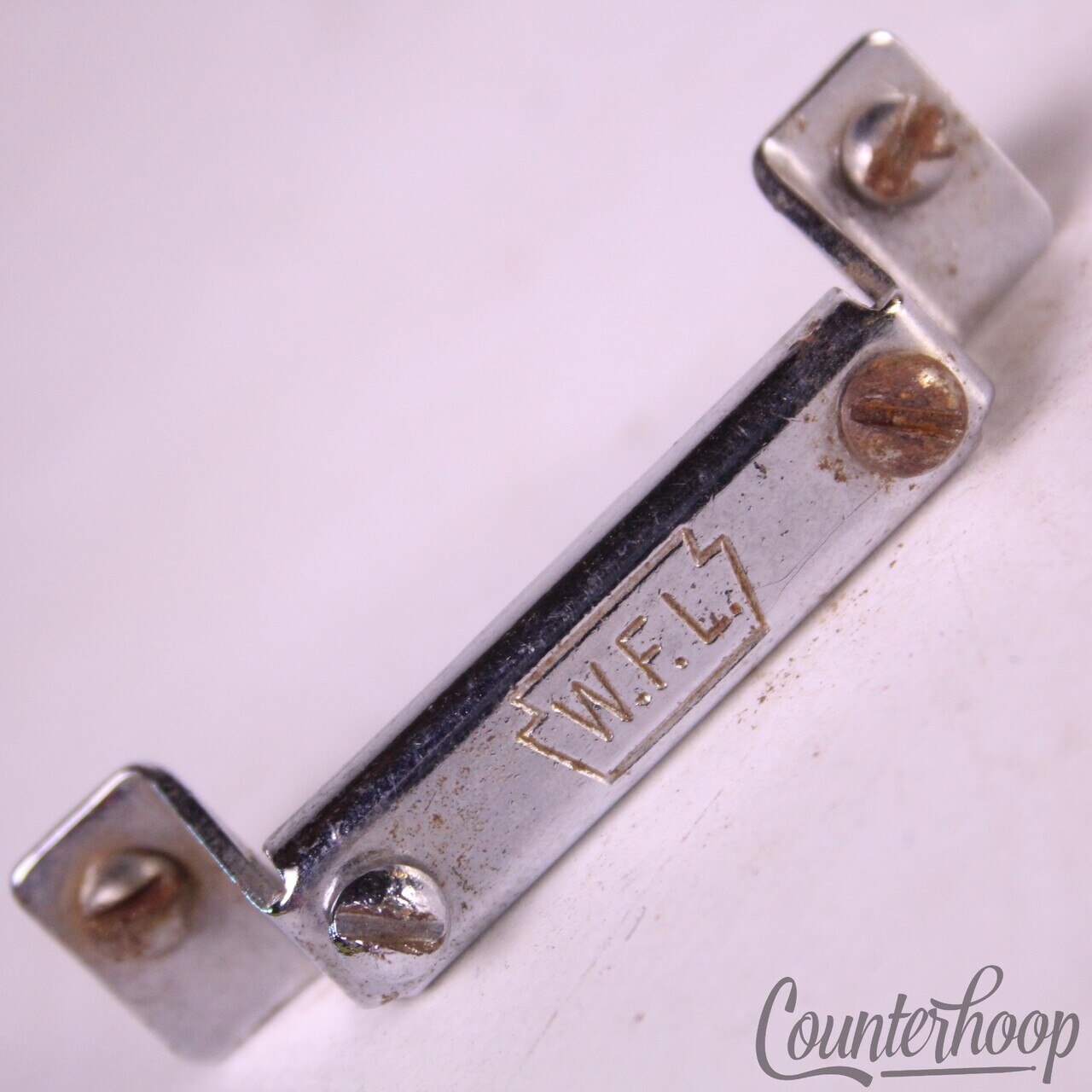WFL Snare Drum Butt Plate Script P32 Chrome Super Ludwig Brass Supra Vintage 50s — main photograph