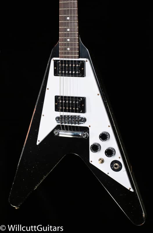 Gibson Custom Shop Kirk Hammett 1979 Flying V Ebony Murphy Lab Replica Aged Chrome Ebony (021) image 1