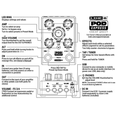 Line 6 POD Express Guitar Portable Multi-FX and Amp Modeling Pedal image 8