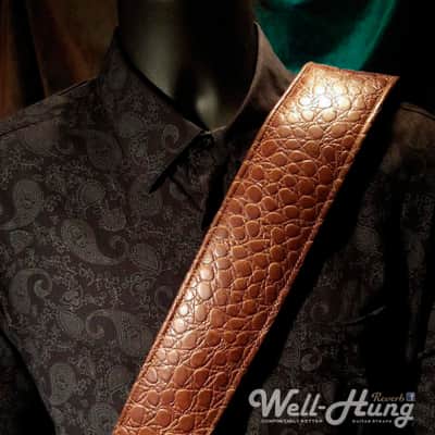 Well-Hung Jabberwock II 3" wide padded leather Guitar Strap 2022 Warmhoneybrown image 2