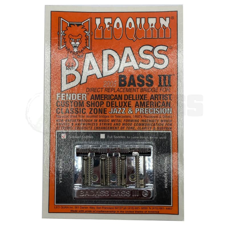 Badass Leo Quan Badass III 4-String Bass Bridge with Grooved Saddles - Nickel Finish - New