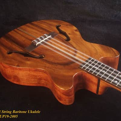 Handcrafted 8 String Baritone Ukulele, Solid Acacia, Curly Rosewood, Slotted Head, Bruce Wei UP19-2005 image 2
