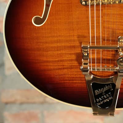 GRETSCH Broadkaster LX Figured Center Block - w/Bigsby, Gold Hardware & Ebony - Havana Burst image 4