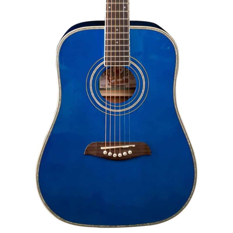 Oscar Schmidt OG1TBL-A 3/4 Size Dreadnought Acoustic Guitar, Trans Blue image 1