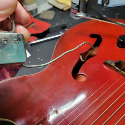 Harmony Rocket H53 1959-1965 with Bigsby with Floating Jazz Pickup - Nickel - Red image 22