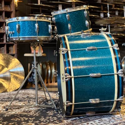 VINTAGE 1950's Slingerland JR Outfit in Blue Sparkle - 12x22, 8x12, 5.5x14 image 4