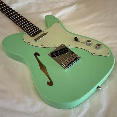 Del Mar Lutherie Tel-Uh-Caster Thinline T-Style Guitar - Surf Green - Made in USA - Free Pro Setup image 4