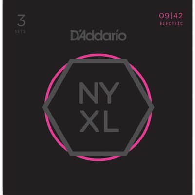 D'Addario NYXL0942-3P 09-42 Carbon Steel Alloy - 3-Pack - Electric Guitar Strings image 1