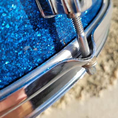 Vintage MIJ Tempro 14x5.5" Snare Drum - Blue Sparkle (168-24) image 13