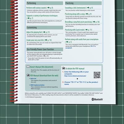 Roland TD-17 — 4 in 1 Owners Manual Guide Instructions — 142 Pages — USA Made