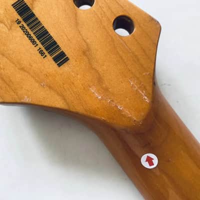 Tagima Orange Gloss Finish Strat Style Guitar Neck, 22 Frets Fingerboard image 10