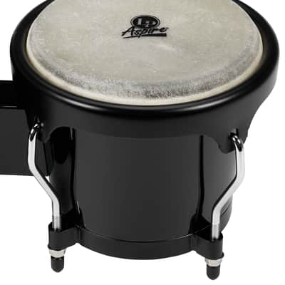 LP Aspire Fiberglass Bongo Set, Black with Black Hardware (LPA601F-BK) image 3