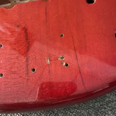 Transparent Red Basswood 5 String PJ Bass Body image 8