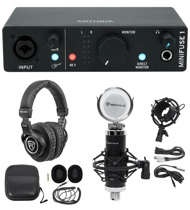 Arturia Minifuse 1 Black Portable Solo Audio Recording Interface+Mic+Headphones image 1