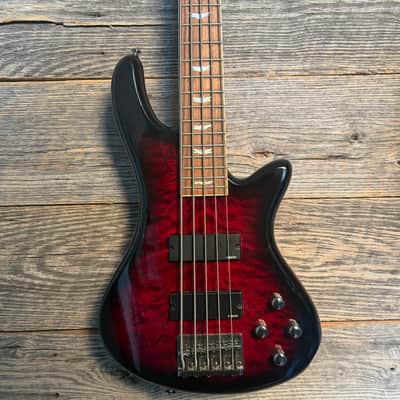 Used Schecter Stiletto Extreme 5 Bass Guitar - Black Cherry w/Bag image 1