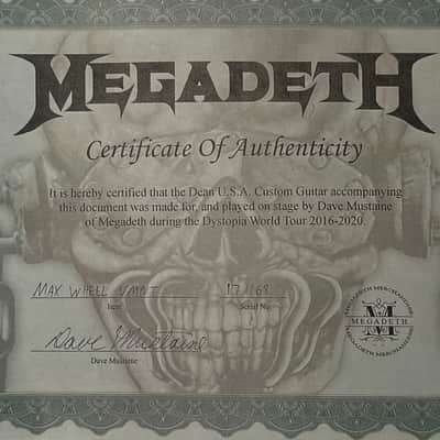 Dean USA Dave Mustaine Owned Tour Guitar Signed with Pics & COA image 6