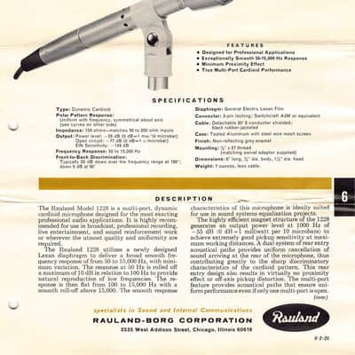 Rauland Model 1228 Microphone RARE Vintage Multi-Port Dynamic Cardioid Mic Excellent Condition image 8