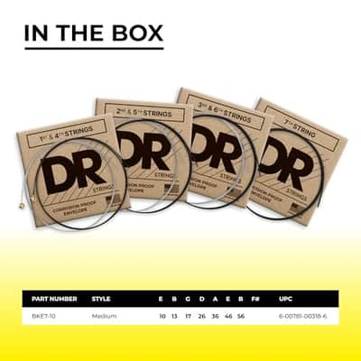 DR Strings BLACK BEAUTIES™ - BLACK Colored Electric Guitar Strings: 7-String Medium 10-56 image 5