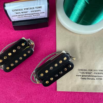 General Vintage Tone NOS Wire Pat. No. 1962  Humbucker Set Double Cellulose acetate black bobbins NOS WIRE image 5